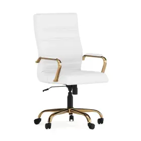 Go-2286m-wh-gld-gg Zmr Furniture Whitney Mid-back White Leathersoft Executive Swivel Office Chair With Gold Fr