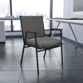 Xu-60154-gry-vyl-gg Zmr Furniture Hercules Heavy Duty Gray Vinyl Stack Chair With Arms