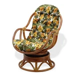 Natural Rattan Wicker Swivel Rocking Bali Chair With Floral Cushion, Cognac New. Price: $309.99.