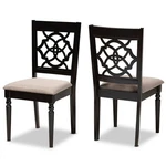Baxton Studio Renaud Sand Fabric Espresso Finished 2-PIECE Dining Chair Set New. Price: $151.99.