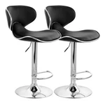 Elama 2 Piece Slim Faux Leather Adjustable Bar Stool In Black With Chrome Base New. Price: $239.80.