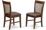 Set Of 2 Mahogany Norfolk Dinette Chairs With Linen Upholstery New. Price: $239.99.