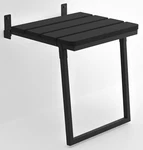 Folding Handmade Teak Wood Seat With Legs, Wall Mount, Black, Ada Compliant New. Price: $109.99.
