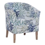 Maklaine Upholstered Club Chair Blue Multi Coral Print Fabric New. Price: $293.39.