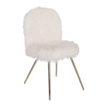 Osp Home Furnishings Julia Chair With White Faux Fabric And Gold Legs New. Price: $163.99.