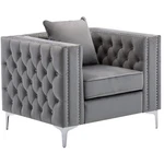 Lilola Home Lorreto Gray Button Tufted Velvet Fabric Glam Chair New. Price: $209.93.