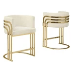 Best Quality Furniture Set Of 2 Cream Teddy Fabric Counterheight Chairs New. Price: $521.57.