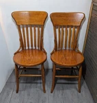 Antique Pair Of Phoenix Solid Oak Wood Spindle Chairs - Victorian Arts & Crafts Used. Price: $750.00.
