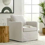 Serene Fabric Slipcovered Swivel Armchair Linen New. Price: $495.75.