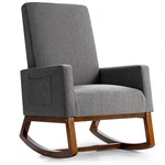 Costway Rocking High Back Upholstered Lounge Armchair W/ Side Pocket Grey New. Price: $149.99.