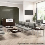 Bush Business Arrive Waiting Room Loveseat With Arms Light Gray Vinyl New. Price: $449.99.