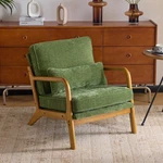 Karl Home Mid Century Modern Accent Chair Lumbar Pillow Oak Arms Plush Chenille New. Price: $246.73.