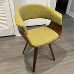 Armen Living Butterfly Dining Chair Green Fabric And Walnut Wood Finish Used. Price: $50.00.
