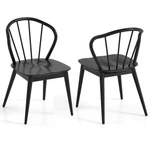 Wooden Dining Chair Set Of 2 W/ High Spindle Back Rubber Legs Wide Seat New. Price: $154.99.