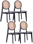 Versailles Black Wood Natural Cane Dining Chairs Set Of 4 New. Price: $1499.91.