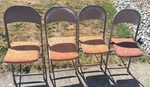 Set Of 4 Mcm Hampden Folding Chairs W/ Padded Embroidered Seats Card Table Vtg. Used. Price: $149.95.