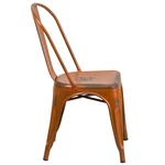 Flash Furniture Metal Curved Slat Back Dining Side Chair Distressed Orange New. Price: $126.99.
