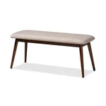 Baxton Studio Flora Upholstered Wood Bench In Light Gray And Walnut New. Price: $127.99.