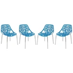 Leisuremod Modern Asbury Dining Side Chair With Chromed Legs Blue Set Of 4 New. Price: $253.89.