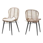 Baxton Studio Brenna Bohemian Greywashed Rattan And Black Metal Dining Chair New. Price: $294.93.