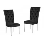 Modern Velvet Tufted Dining Chair Set Of 4 With Chrome Finish Legs, Black New. Price: $725.00.