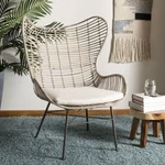 Safavieh Malia Rattan Wingback Arm Chair White Washed New. Price: $383.47.