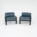 1990S Gae Aulenti For Knoll Lounge Chair In Blue / Green Leather 8X Available Used. Price: $3500.00.