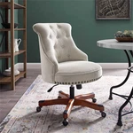 Linon Sinclair Upholstered Office Chair Wood Base With Wheels Natural Beige New. Price: $259.99.