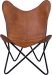 Tan Leather Butterfly Chair With Black Metal Base For Stylish Living Rooms New. Price: $181.99.