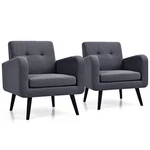 Costway Set 2 Mid Century Accent Chair Upholstered Arm Single Sofa Grey New. Price: $209.99.