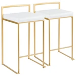 Lumisource Counter Stool, Gold/white Faux Leather, Set Of B26-FUJIAU-W2 New. Price: $244.99.