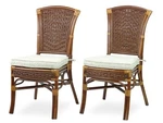 Set Of 2 Natural Rattan Handmade Alexa Dining Side Chair Cushion, Dark Walnut New. Price: $399.99.