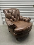 Beautiful Hancock & Moore Brown Leather Tufted Chair With Nailhead Trim Usa Made Used. Price: $1149.99.