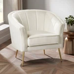 Leighton White Velvet And Gold Tufted Accent Chair New. Price: $499.99.
