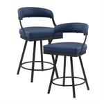 Lexicon Oxton Metal & Faux Leather Set Of 2 Swivel Counter Height Chair In Blue New. Price: $261.55.