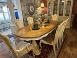 Traditional 7-PIECE Dining Set With Table, 6 Chairs, China Cabinet, Beige Wood Used. Price: $500.00.