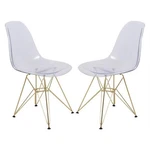 Leisuremod Cresco Modern Gold Eiffel Base Dining Side Chair Clear Set Of 2 New. Price: $188.99.