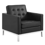 Modway Loft Tufted Vegan Leather Stainless Steel Armchair Silver/black New. Price: $364.99.