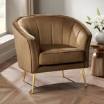 55 Downing Leighton 35 3/4" Wide Brown Velvet Tufted Arm Chair New. Price: $499.99.