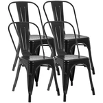 Fdw Metal Dining Chairs Set Of 4 Black Stackable Tolix 18", New. Price: $143.99.