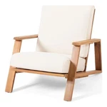 Benjara Outdoor Accent Chair- Beige Fabric Cushions- 39" Brown Acacia Wood New. Price: $332.66.