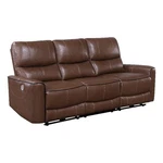 Benjara Lima Power Recliner Sofa- Brown Faux Leather- Usb Port- Cushions- 83" New. Price: $1423.63.