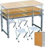 Unicoo 4FT Folding Camping With Chairs, Adjustable Height, Honey Maple New. Price: $118.56.