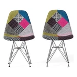 Benjara Accent Chair Set Of 2- Multicolor Pink Patchwork Eiffel Metal Base New. Price: $347.90.