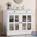 Garveehome 35.4 Sideboard Buffet Glass Door Storage New. Price: $246.91.