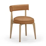 Nikita Saddle Vegan Leather Dining Chair With Oak Wood Frame Brown New. Price: $339.00.