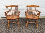 Pair Of Ethan Allen Heirloom Maple Nutmeg Comb Back Dining Arm Chairs 10-6102A Used. Price: $450.00.