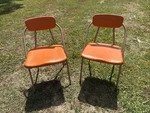 Vintage Set Two Orange Hamilton Cosco Retro Folding Lawn Chairs 30" Model 90 Used. Price: $149.97.