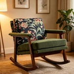 Mid Century Wood Frame Rocking Upholstered Living Room Armchair New. Price: $155.35.