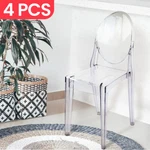 Set Of 4 Ghost Chairs Transparent Crystal Acrylic Stacking For Events Home New. Price: $289.00.